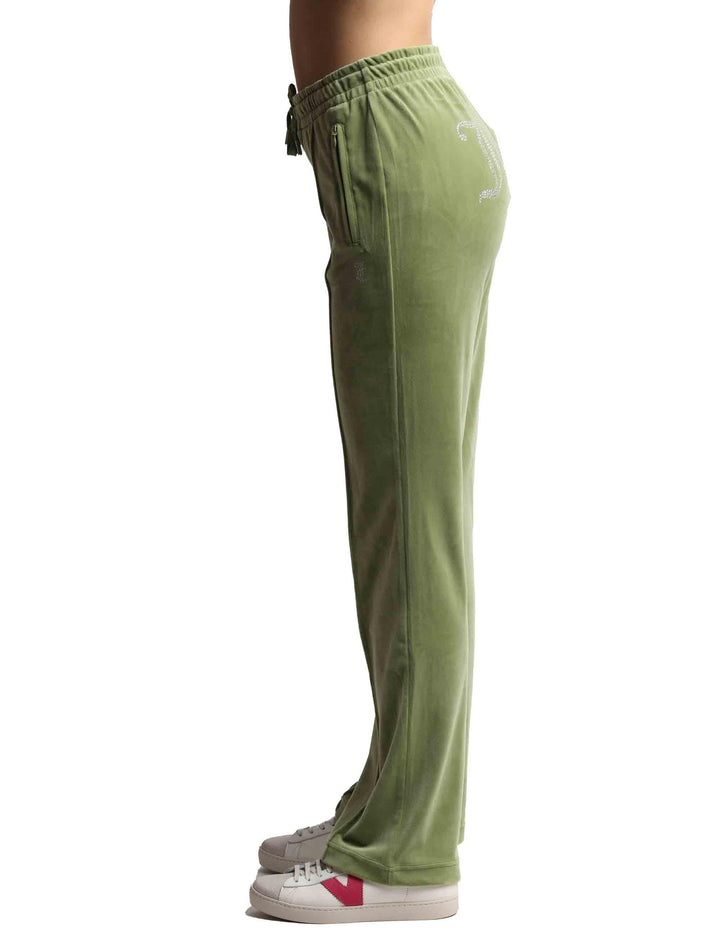 Pantaloni tuta donna Tina in tessuto verde con strass VEJH70047WPF J93 Juicy Couture 