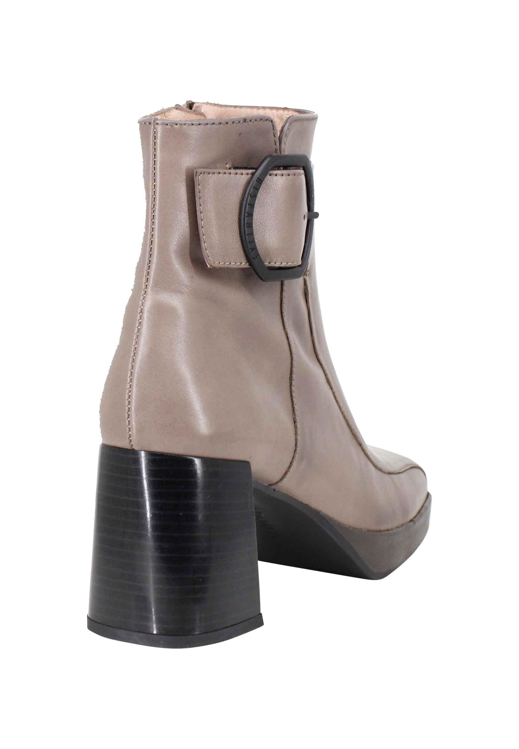 Stivaletti donna in pelle grigia con cinturino tacco e plateau HI222294 022 Hispanitas 