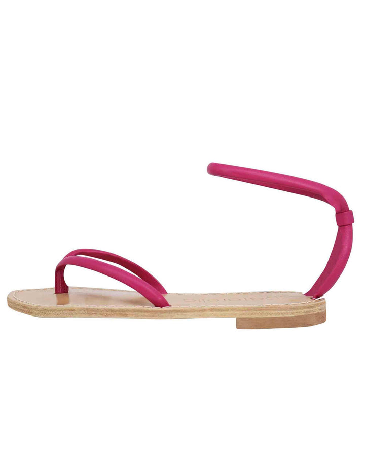 Sandali flat donna infradito in pelle fuxia con cavigliera SP546 007 Spatarella 