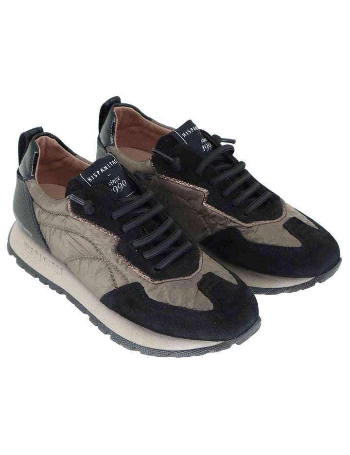Sneakers donna in camoscio nero e tessuto con suola running HI254209 C002 Hispanitas 