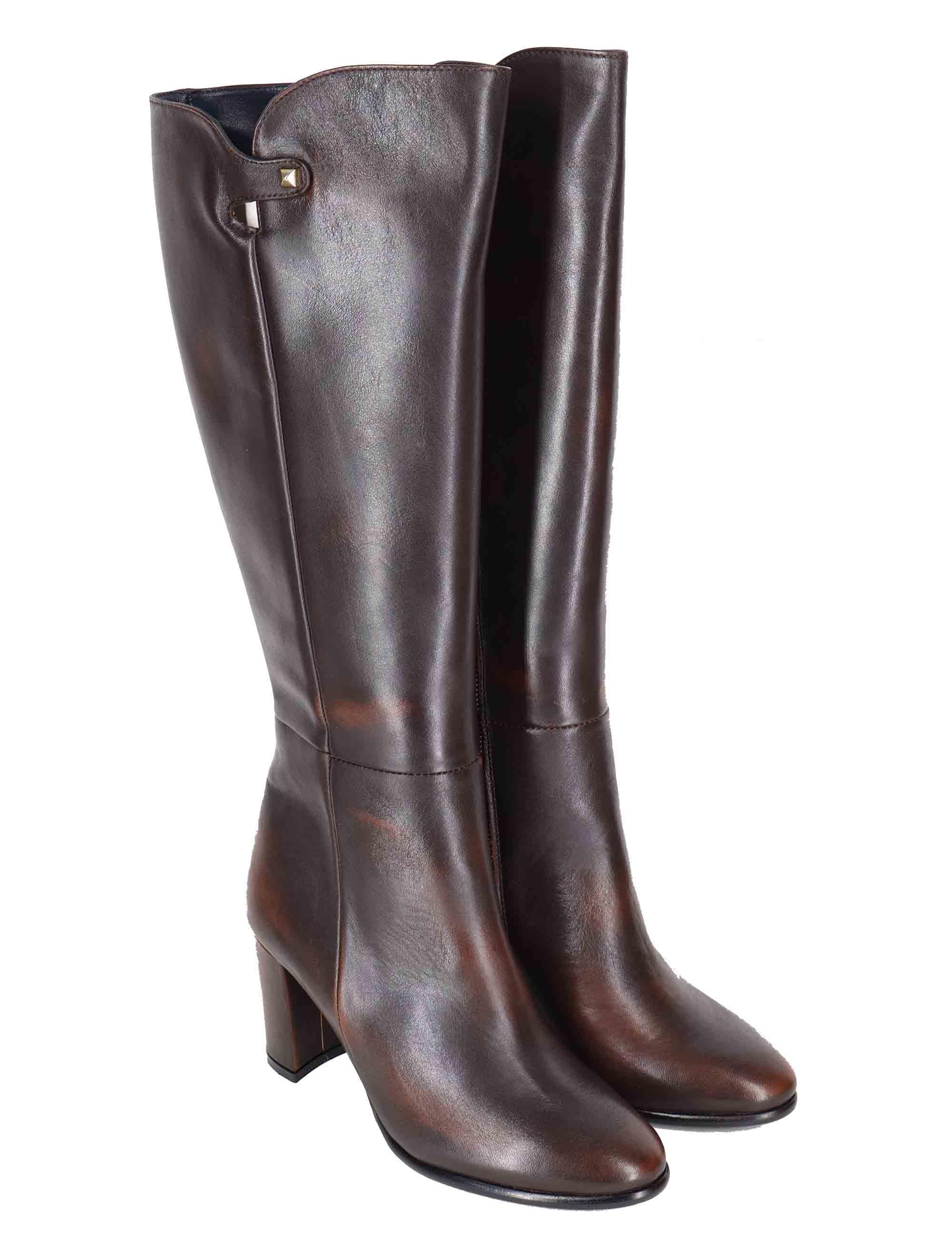 Stivali donna in pelle marrone ST2449/G 014 L'Arianna 