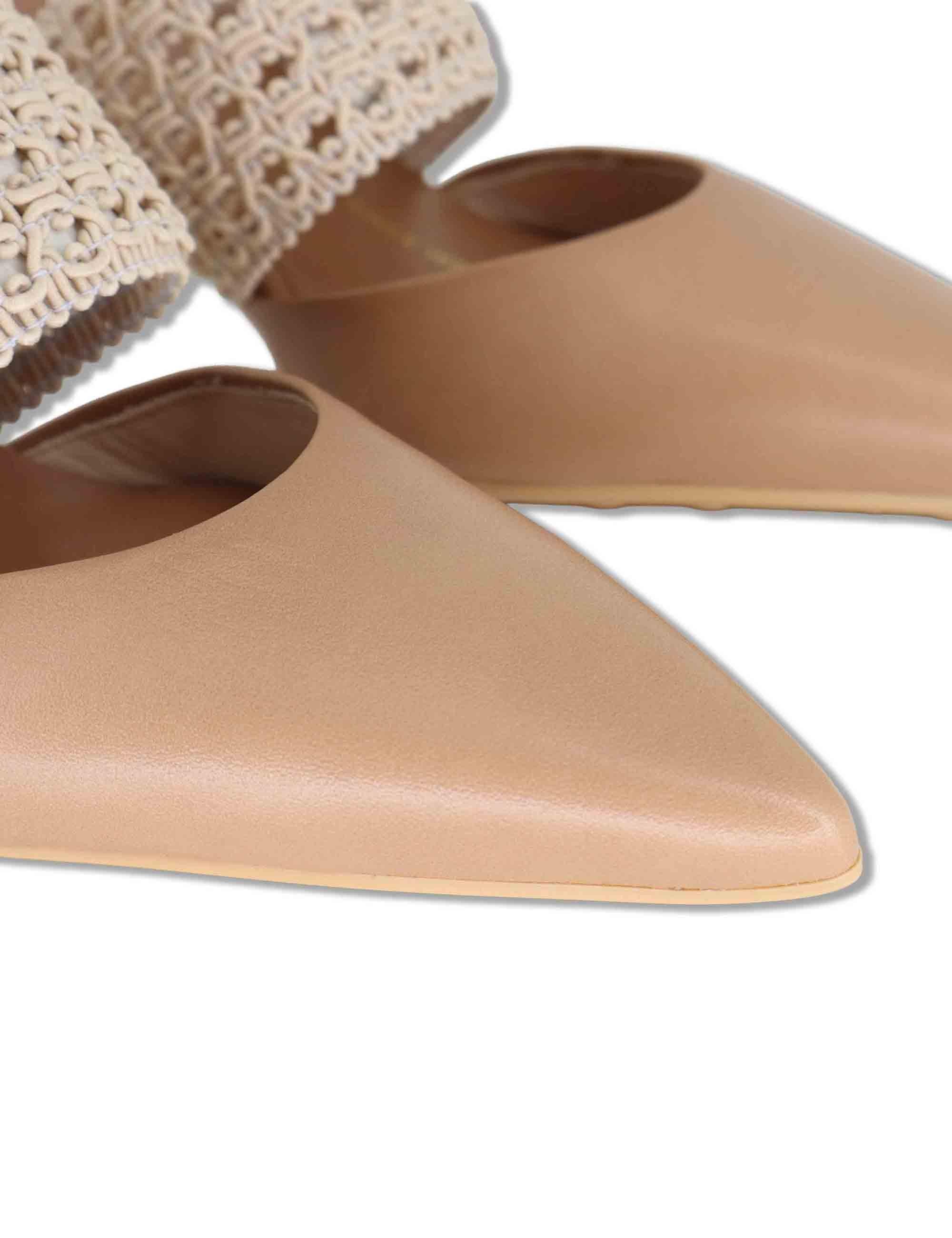 Decollete slingback donna in pelle cuoio con tacco alto e cinturino elastico HV264779 ALMOND Hispanitas 