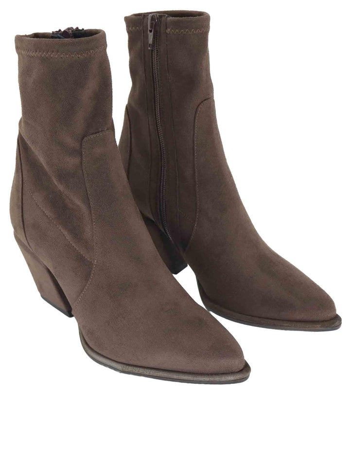 Stivaletti donna in alcantara marrone con zip laterale SP1030 014 Spatarella 