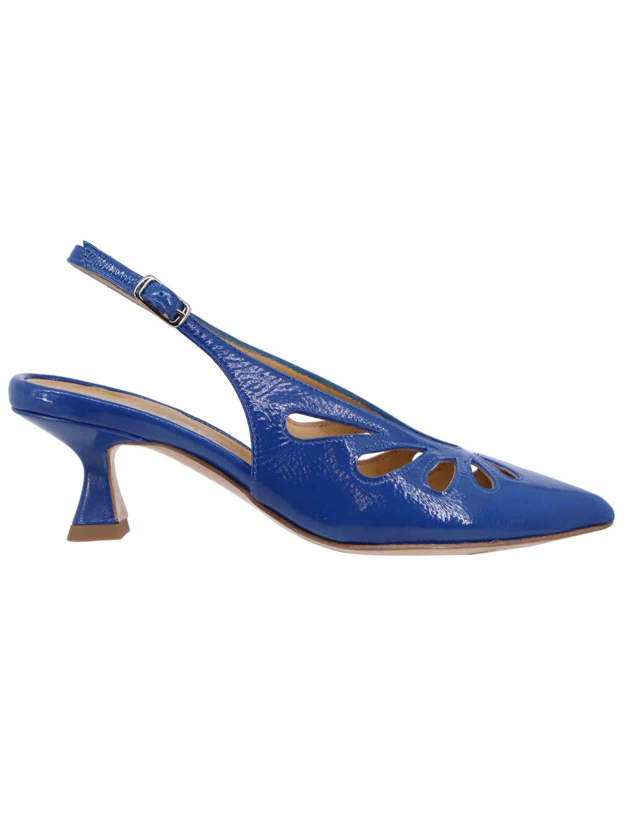 Slingback donna in pelle blu tacco alto SP2024 002 Spatarella 