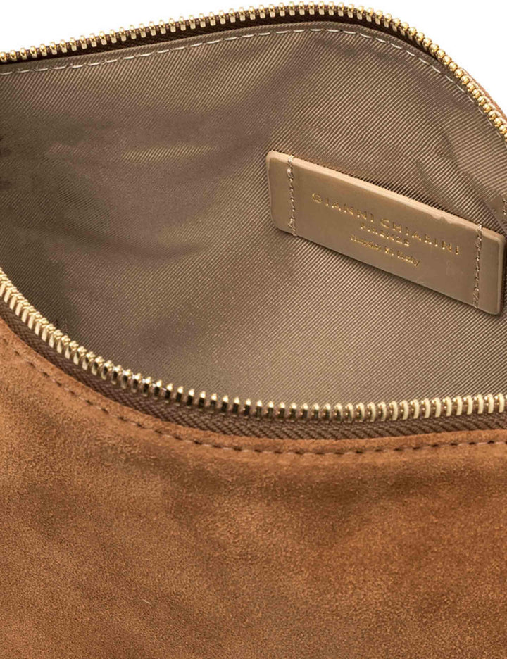 Borse donna Nora Pouch in pelle scamosciata cuoio con polsiera e tracolla BS10224 CM-PL 1478 Gianni Chiarini 