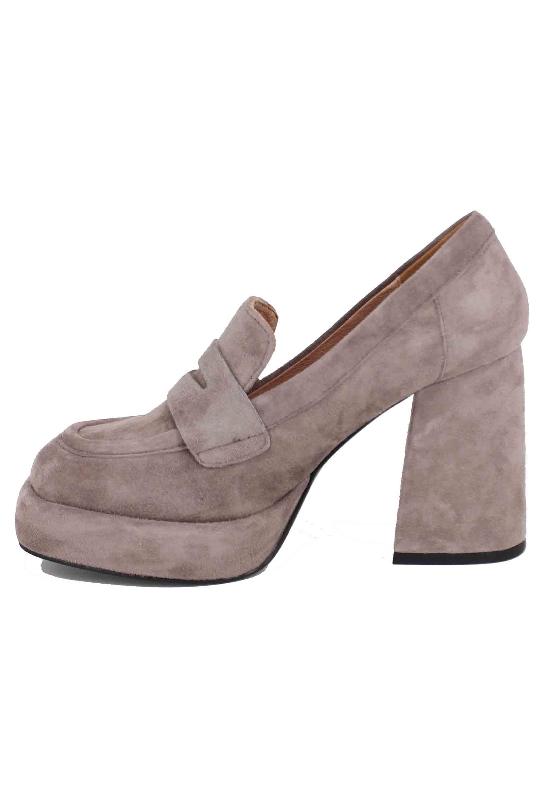 Mocassini Donna Natalie Bibi Lou Camoscio Grigio Tacco Plateau 543P30VK