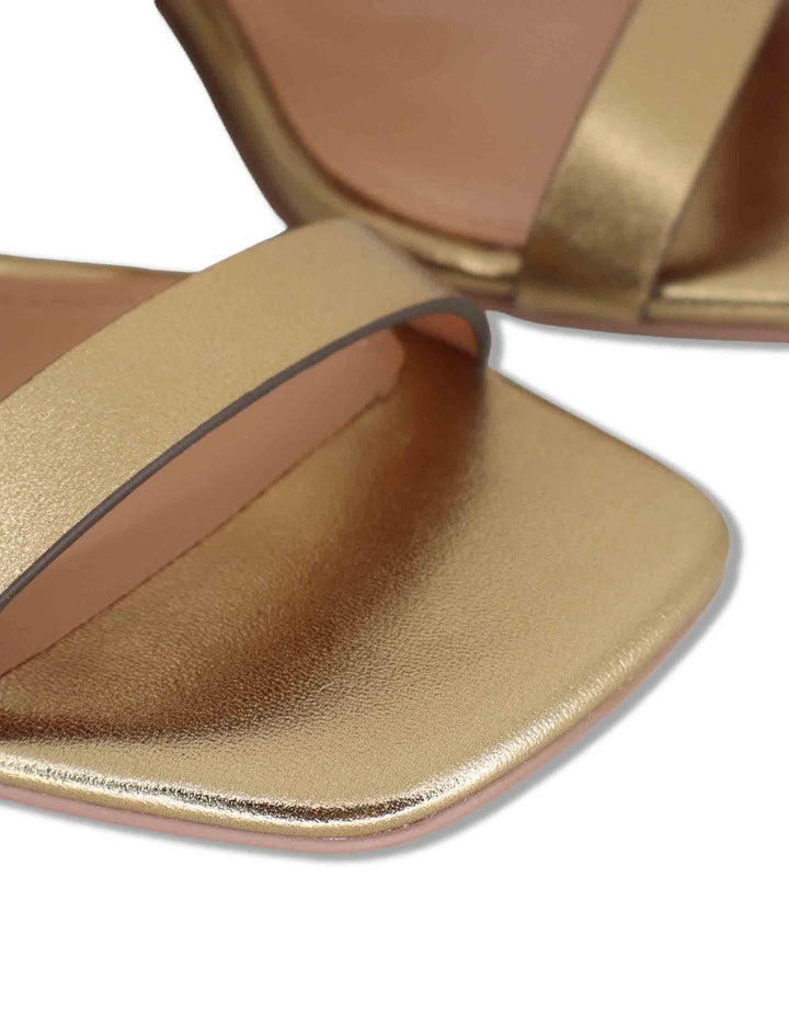 Sandali donna in pelle laminata bronzo con fibbia laterale e tacco medio Altair 662Z10VK 06-BRONCE Bibi Lou 