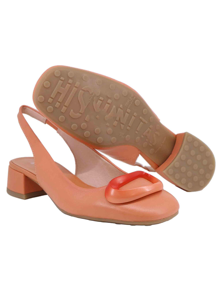 Slingback donna in pelle corallo con tacco basso HV253993 C003 Hispanitas 