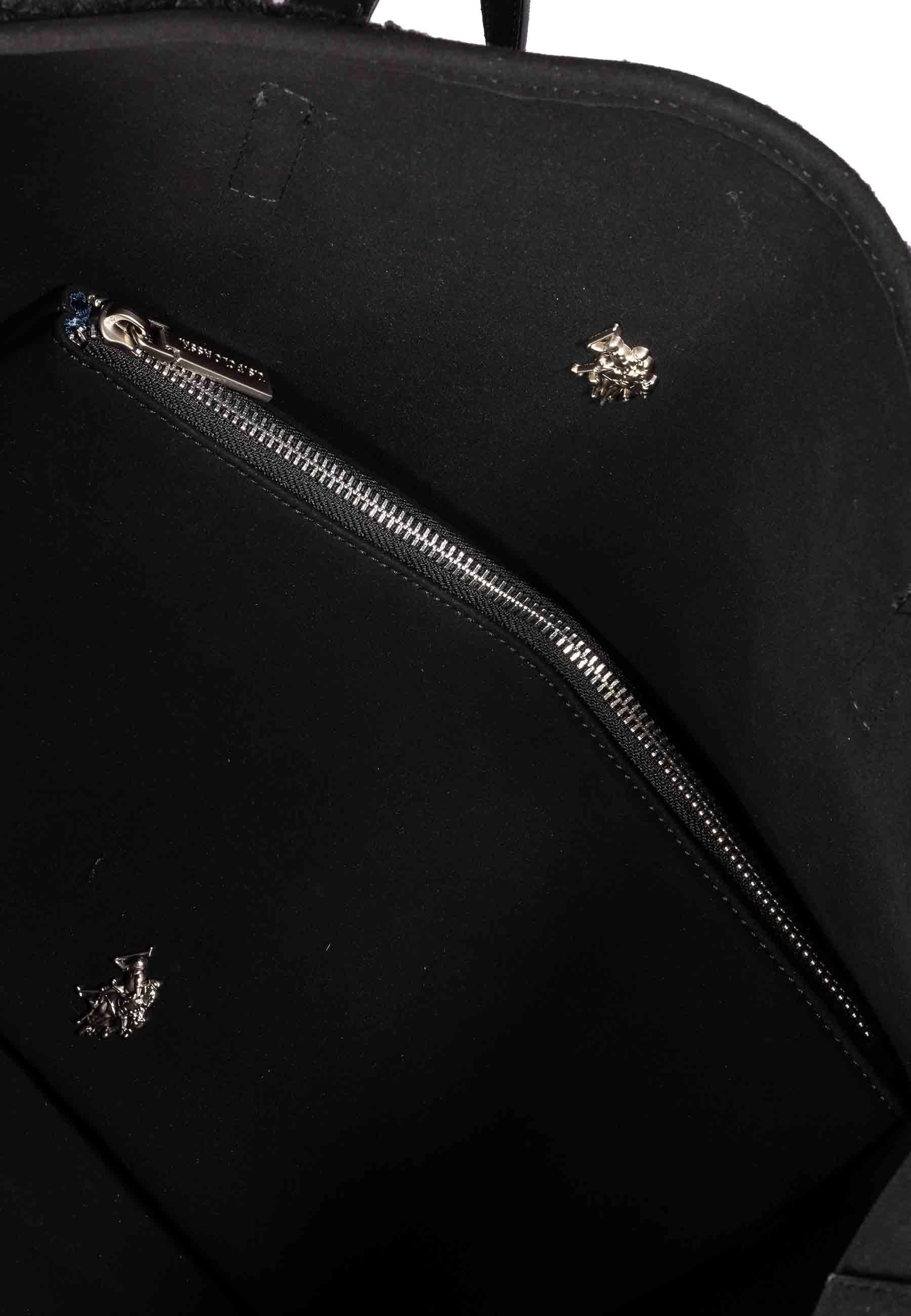 Borsa donna tote a spalla in teddy nero Sussex Shopping BIUZB6244WZ C005 U.S. Polo Assn. 