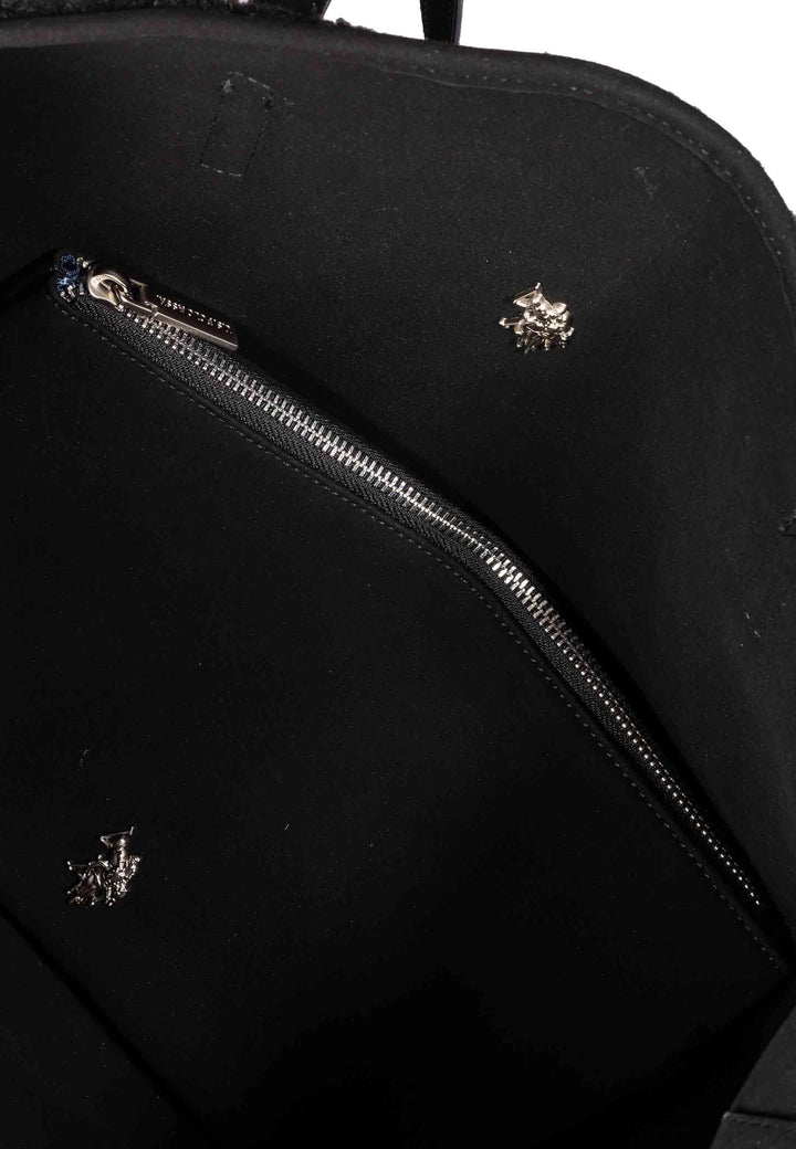 Borsa donna tote a spalla in teddy nero Sussex Shopping BIUZB6244WZ C005 U.S. Polo Assn. 