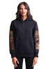 Sweat à capuche pour femme en tissu noir avec imprimé en soie - Donna HOODIE PAVONE