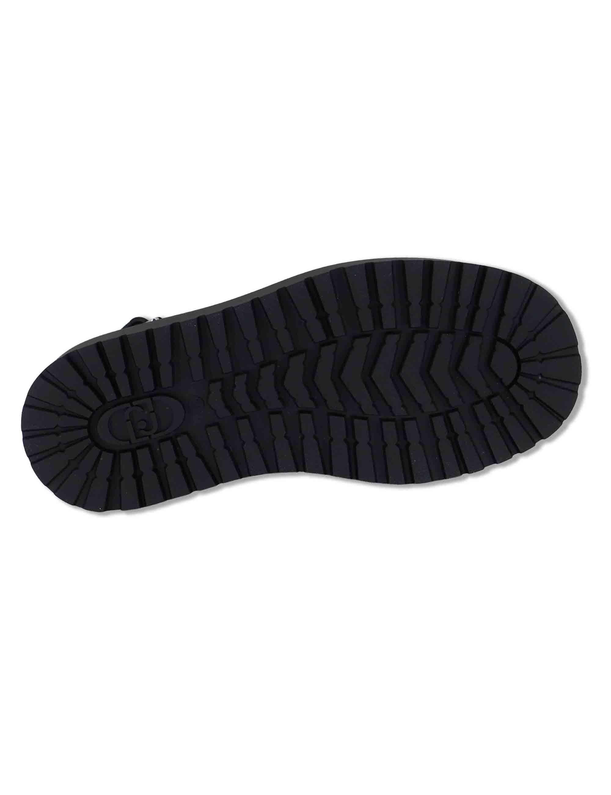 Sandali donna in pelle nera a doppio incorcio e zeppa in gomma BESSIE 02 BLACK Liu-Jo 