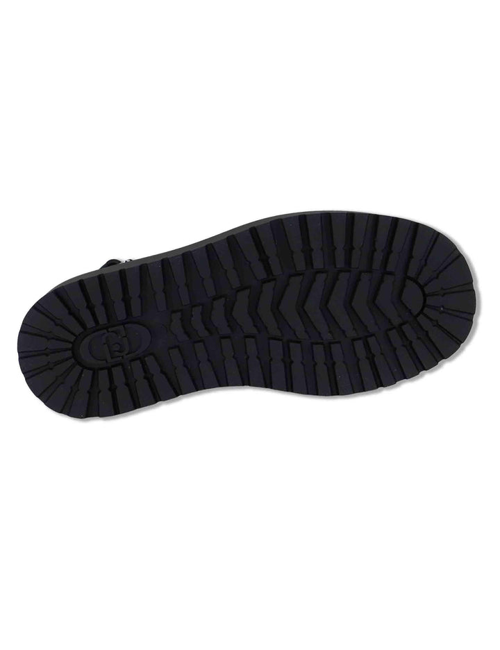 Sandali donna in pelle nera a doppio incorcio e zeppa in gomma BESSIE 02 BLACK Liu-Jo 