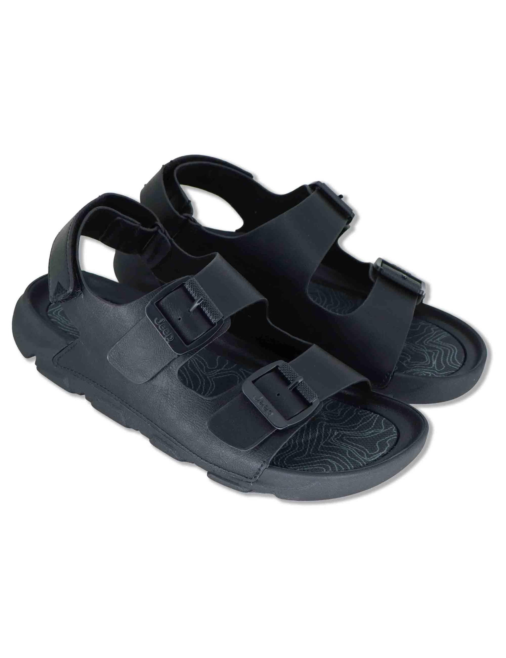 Sandali uomo Dayrona in eco pelle nera con fasce regolabili e cinturino posteriore JM61121A 062 Jeep 