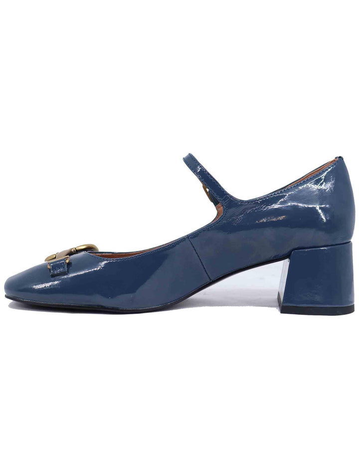 Decollete donna Noa in vernice blu con morsetto oro 575Z20VK 12 Bibi Lou 