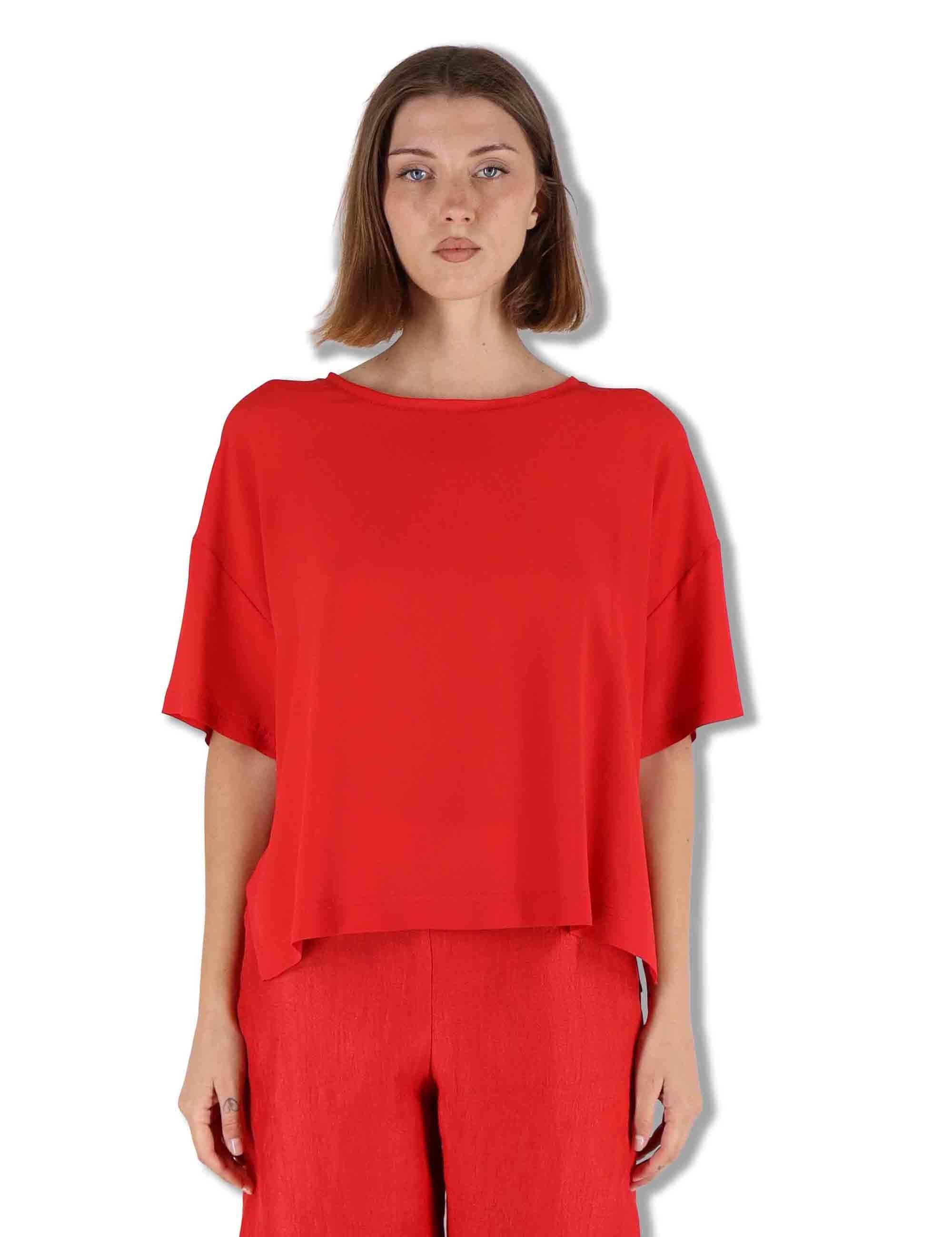 Camicie donna Fluid Crepe in misto seta corallo maniche a 3/4 JM440050672 31013 Maliparmi 