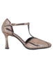 Mary Jane femme en cuir imprimé bronze, talon haut, modèle TG1660/RT 043.