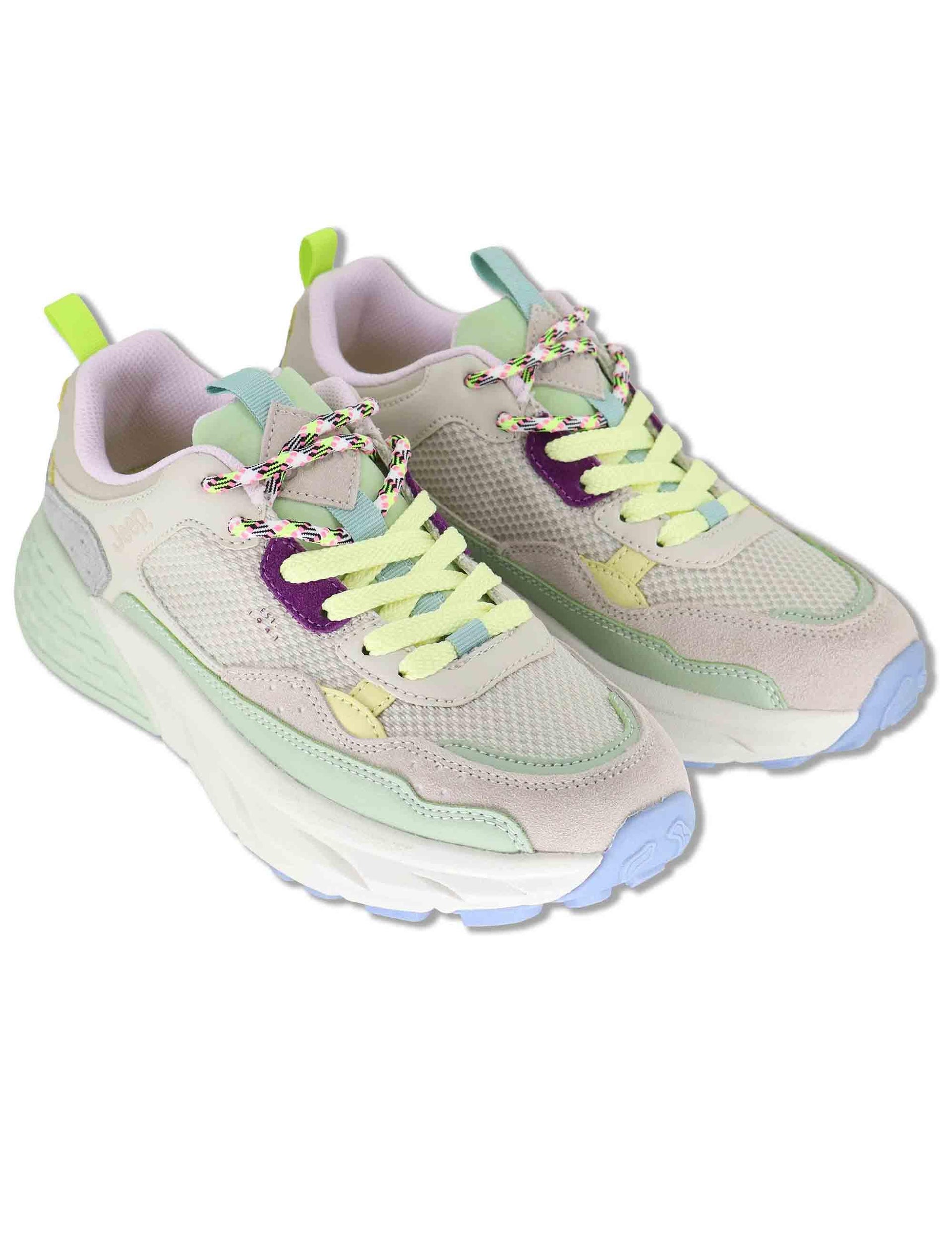Sneakers donna Groove Mesh in pelle off white con suola alta JL61501A 854 Jeep 
