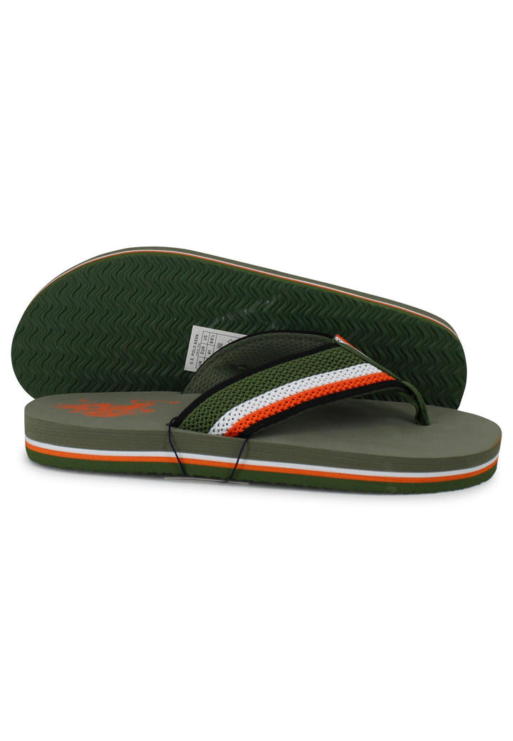 Infradito uomo in tessuto verde con suola in gomma leggera HANK001A OLI001 U.S. Polo Assn. 