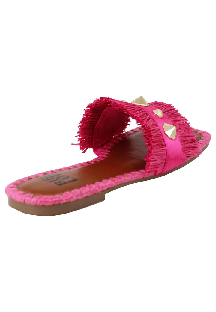 Sandali flat Alexis donna tessuto sfrangiato fuxia con borchie 891Z69HG 053 Bibi Lou 