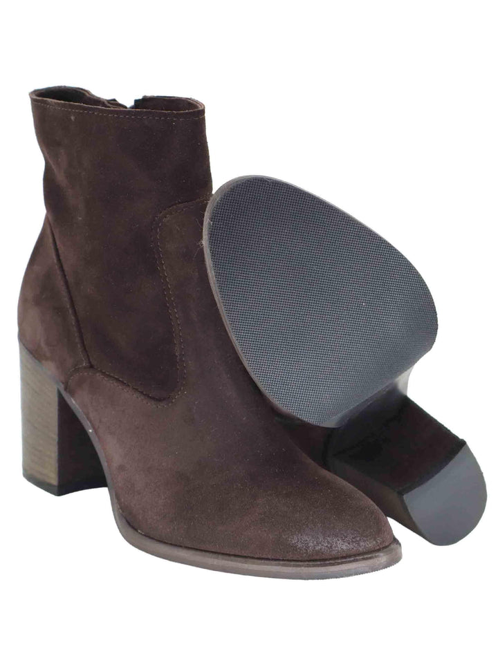 Stivaletti donna in camoscio marrone vintage con tacco alto 9754SLIM 014 Les Venues 