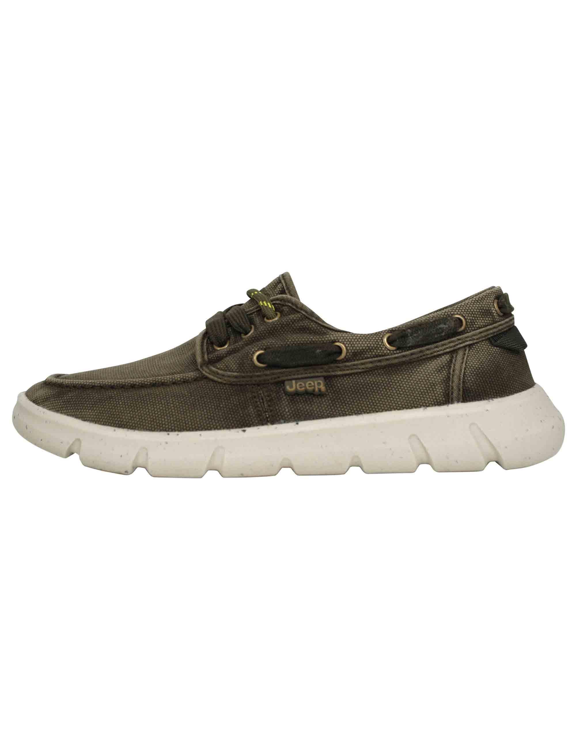 Stringate uomo tabasco boat in tessuto verde con suola ultra leggera JM41031A 020 Jeep 