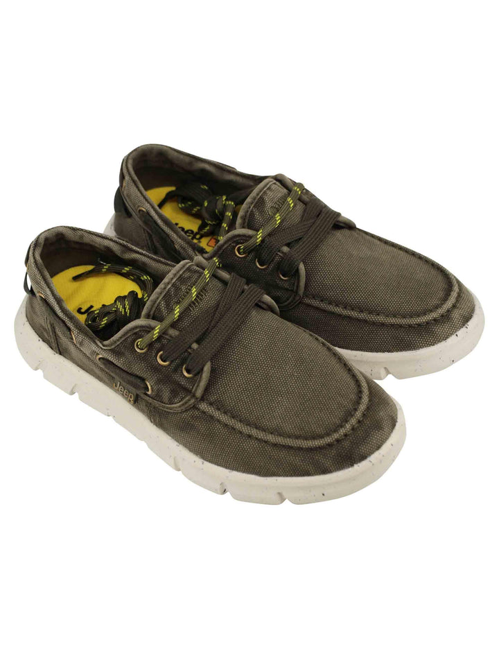 Stringate uomo tabasco boat in tessuto verde con suola ultra leggera JM41031A 020 Jeep 