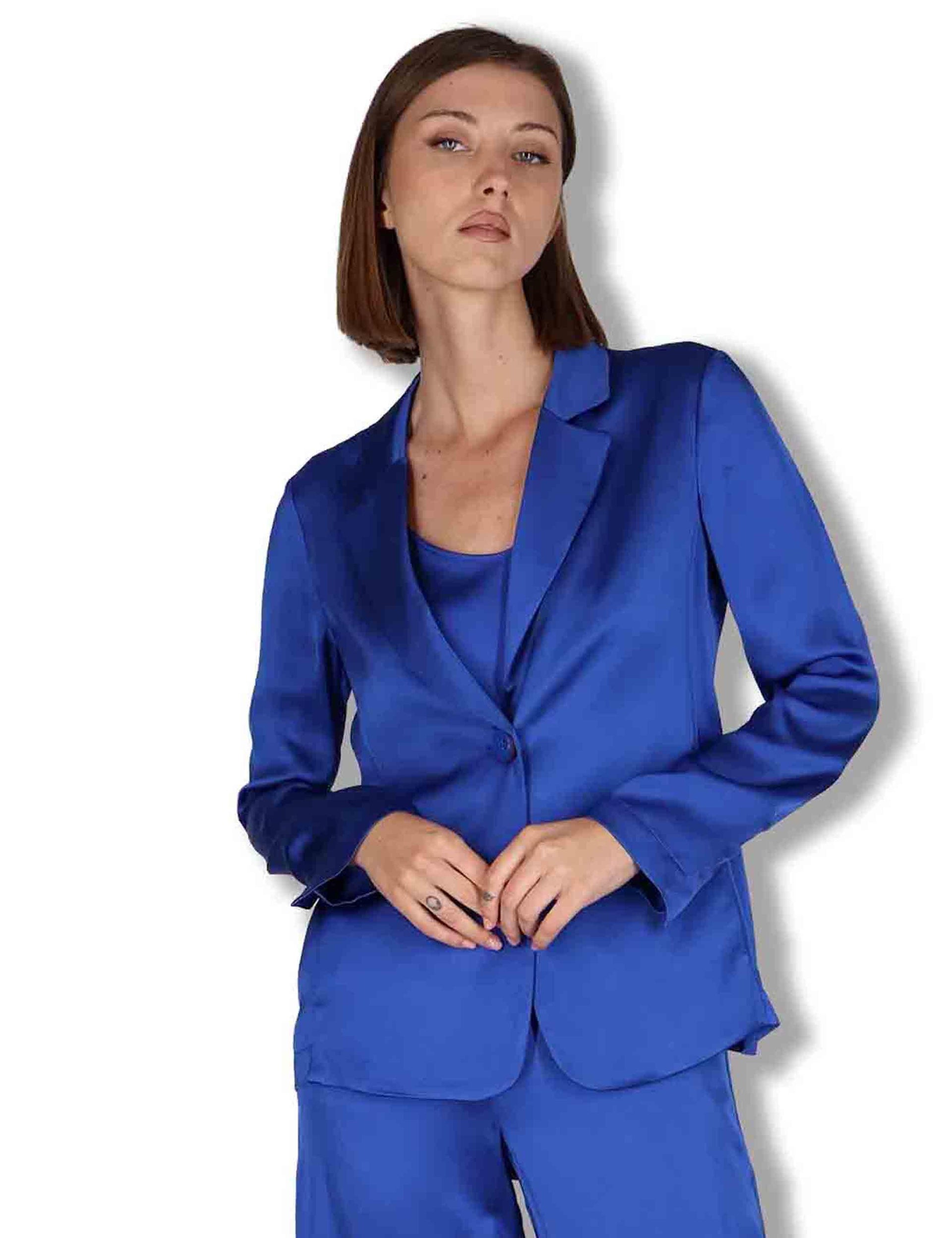 Giacche donna Shiny in cady blu monopetto JD648250631 80059 Maliparmi 