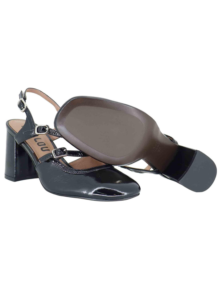 Decollete donna in vernice nera con tacco alto e doppio cinturino 633Z21VK 03 Bibi Lou 