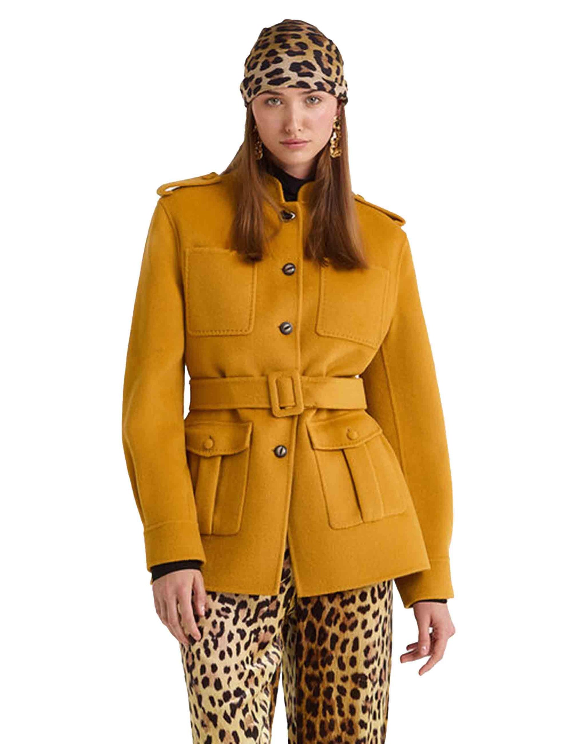 Sahariane donna Softpure Wool in lana senape con cintura JA534220290 70013 Maliparmi 