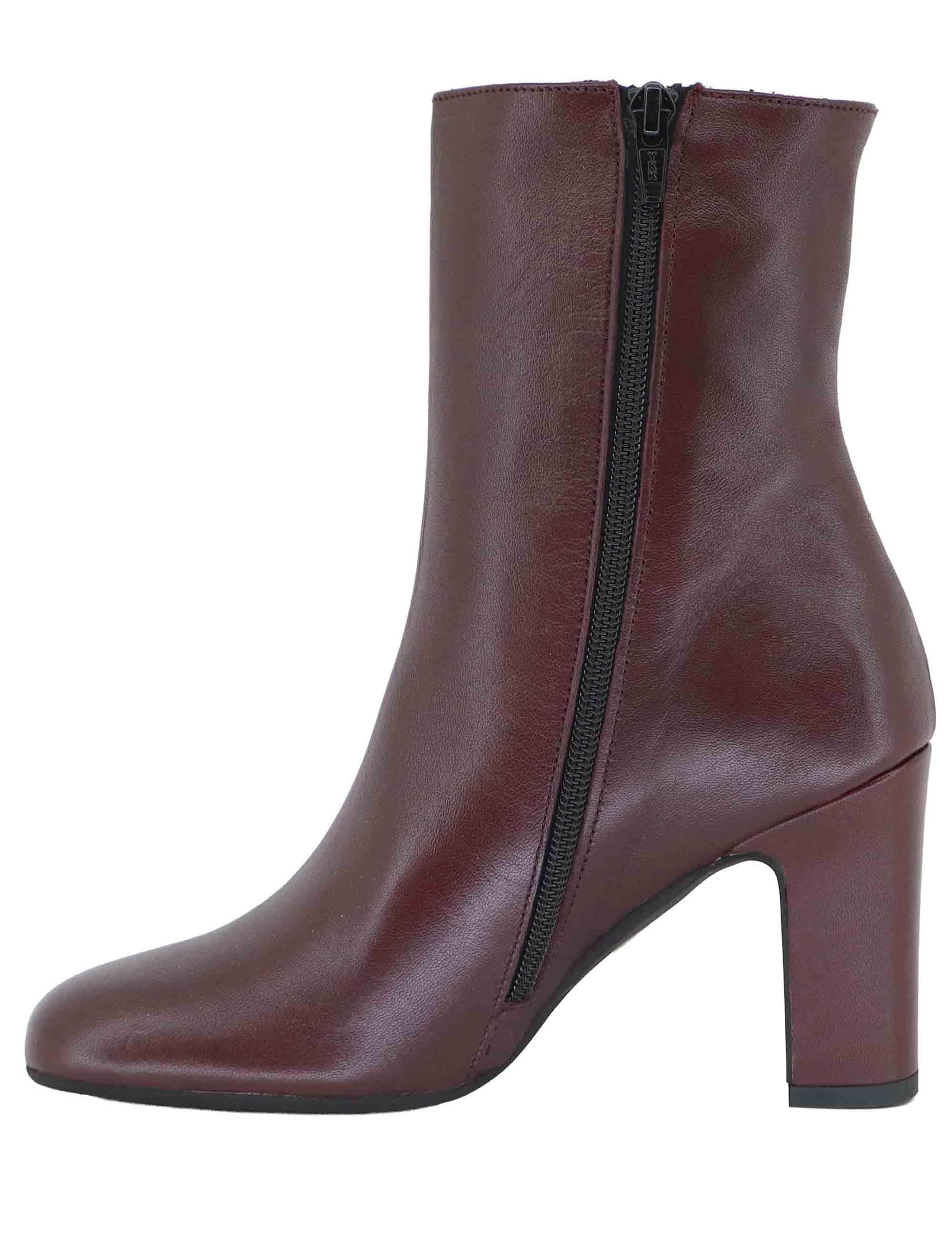 Stivaletti donna in pelle bordeaux tacco alto 3351 016 Les Venues 