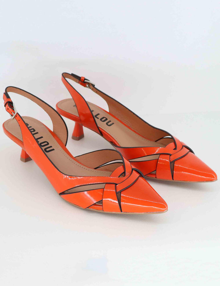 Slingback donna Nolia in pelle arancio tacco basso 632Z21VK 027 Bibi Lou 
