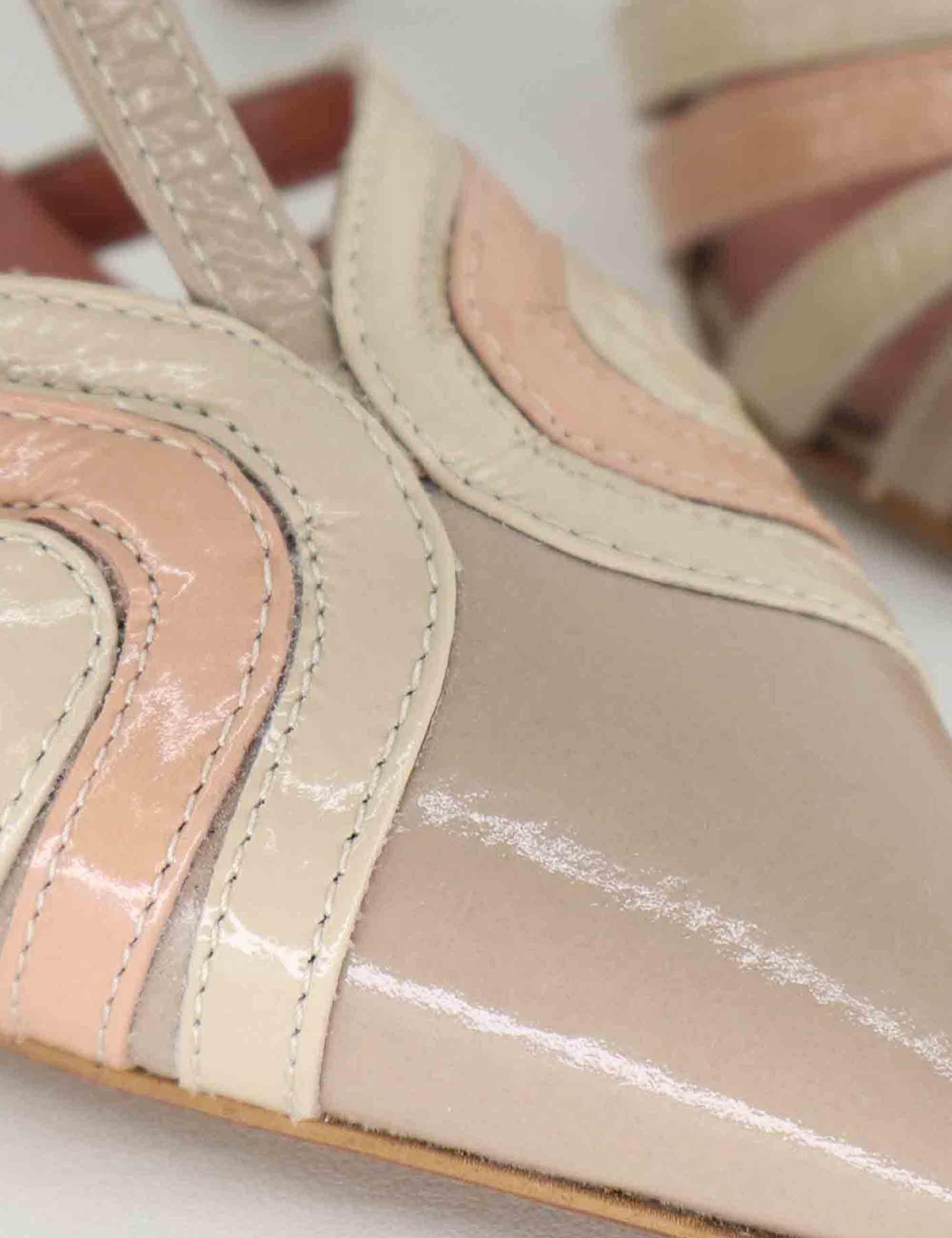 Slingback donna in vernice beige tacco alto 8745R 023 Les Venues 