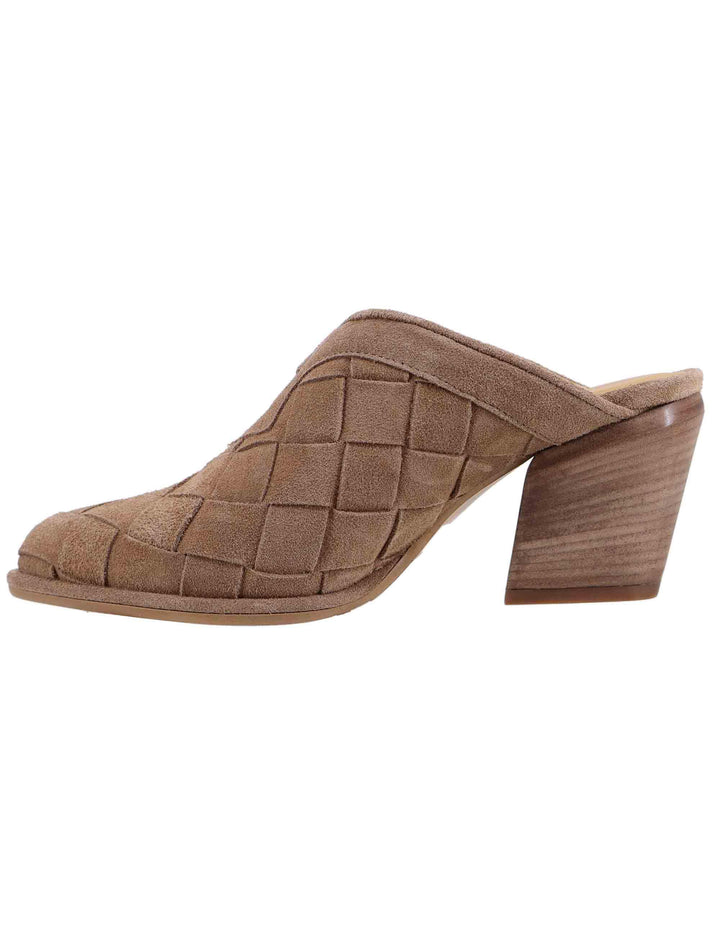 Mule donna in camoscio taupe intrecciato con tacco alto SP2013 013 Spatarella 