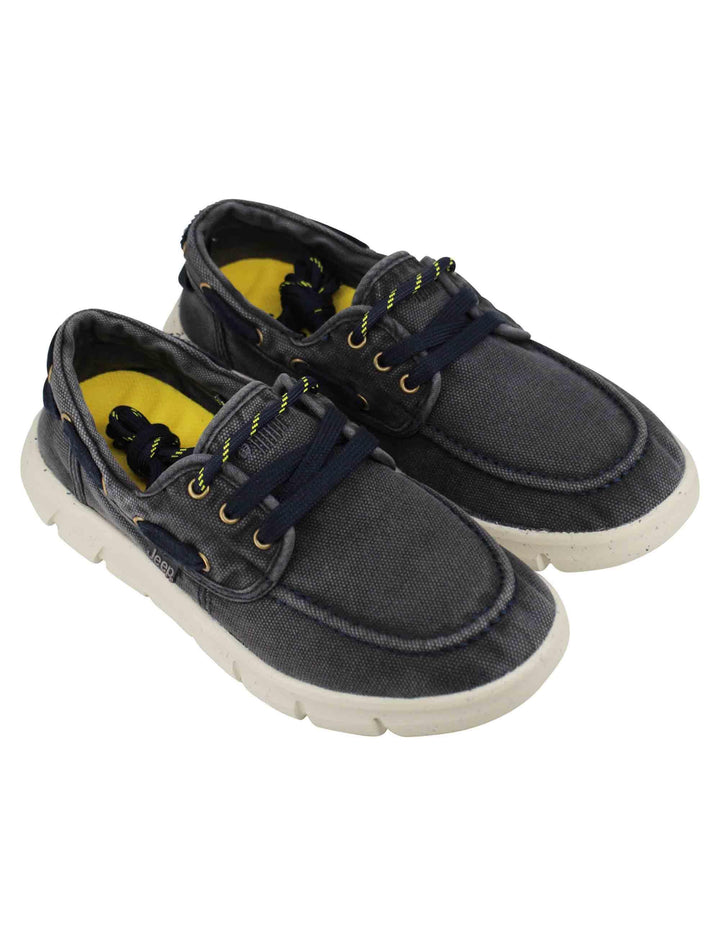 Stringate uomo tabasco boat in tessuto blu con suola ultra leggera JM41031A 016 Jeep 