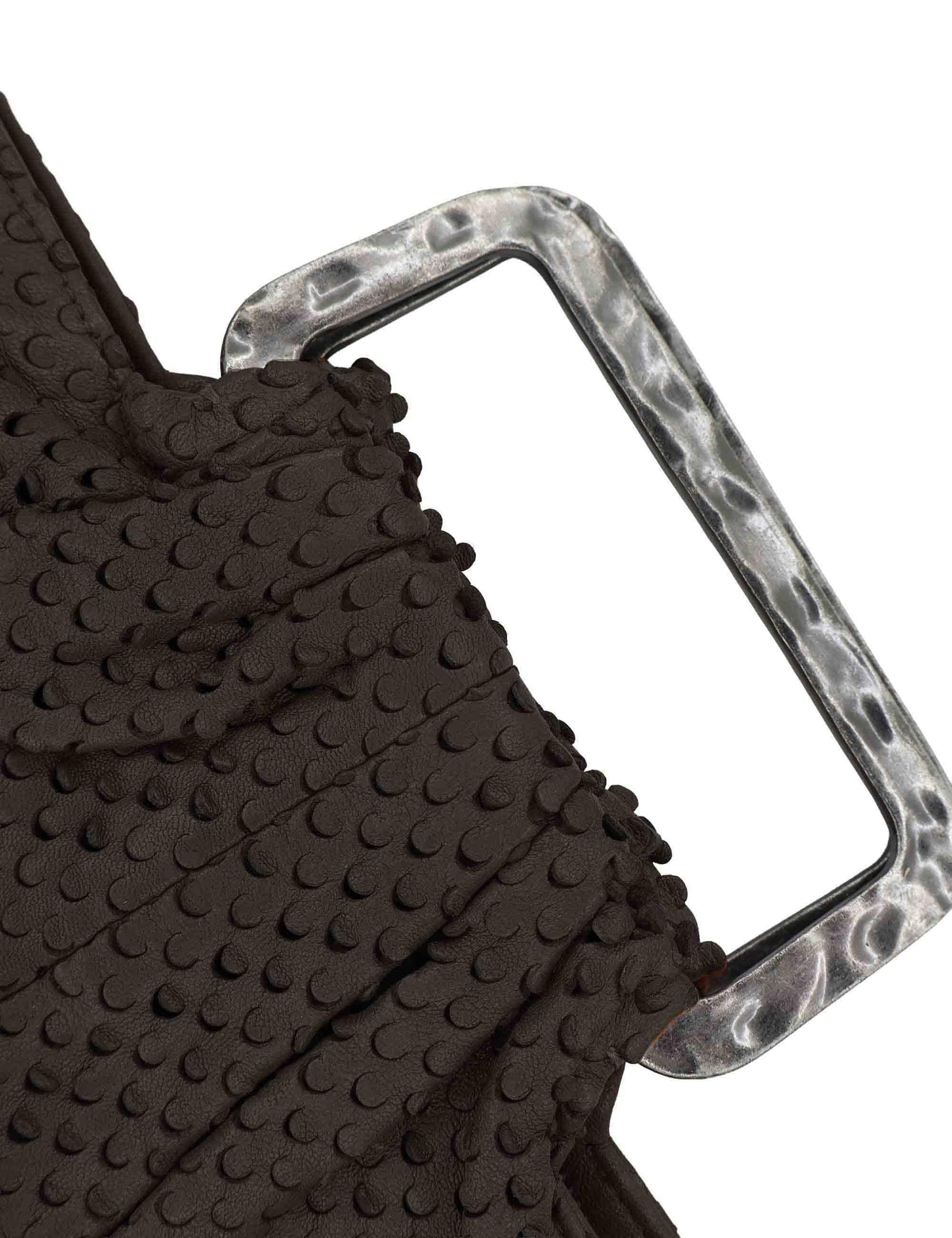 Borse donna in pelle forata nera con manico rigido e tracolla removibile RBS1003 047 Rehard 