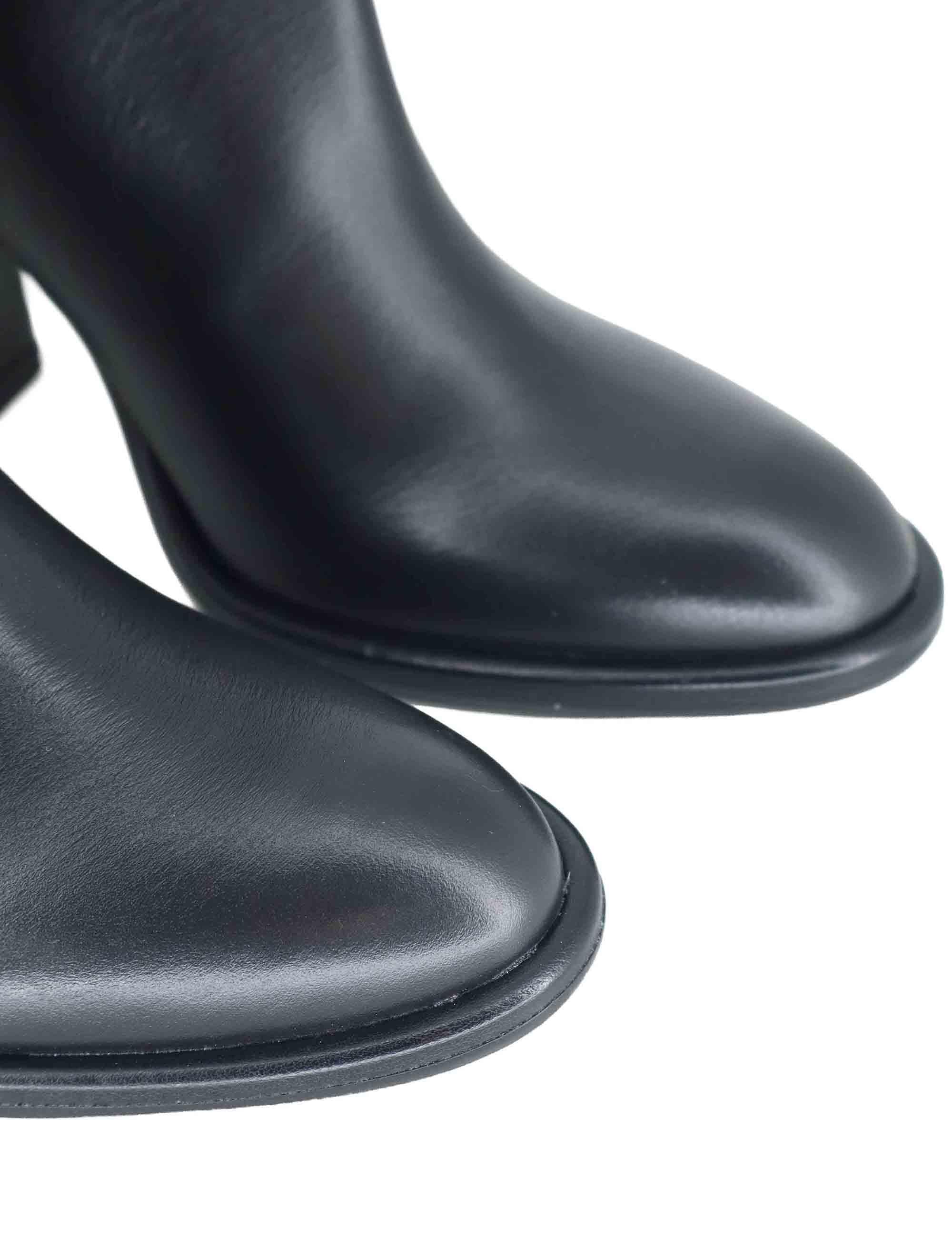 Stivali donna a tubo in pelle nera tacco alto R2461 001 Bianca Di 