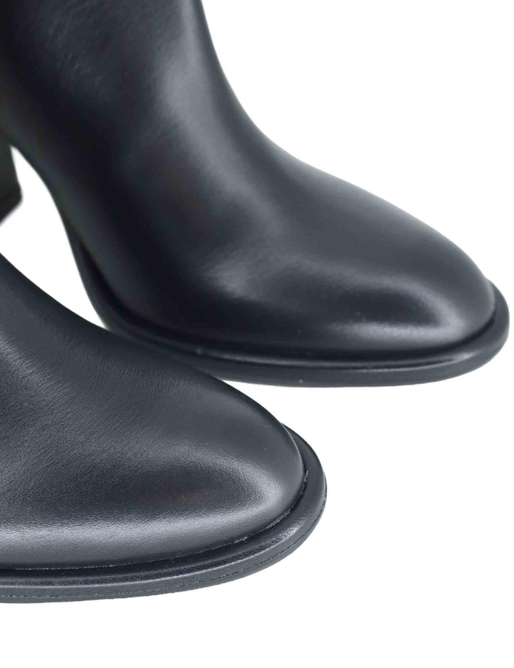Stivali donna a tubo in pelle nera tacco alto R2461 001 Bianca Di 