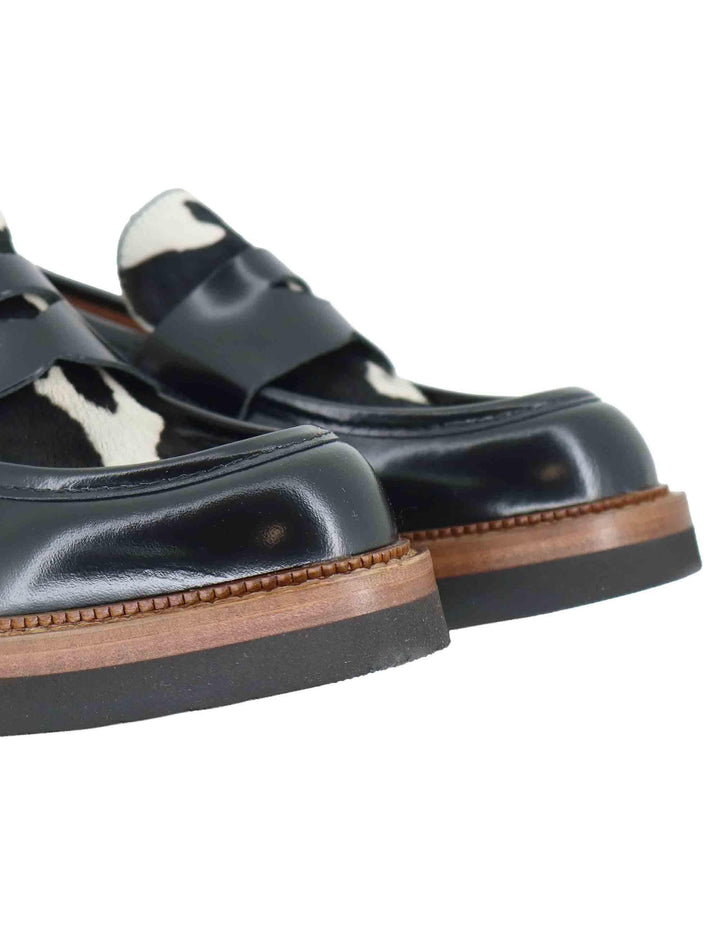 Mocassini donna in pelle nera con vaschetta in contrasto e suola in gomma SP3276 001 Spatarella 