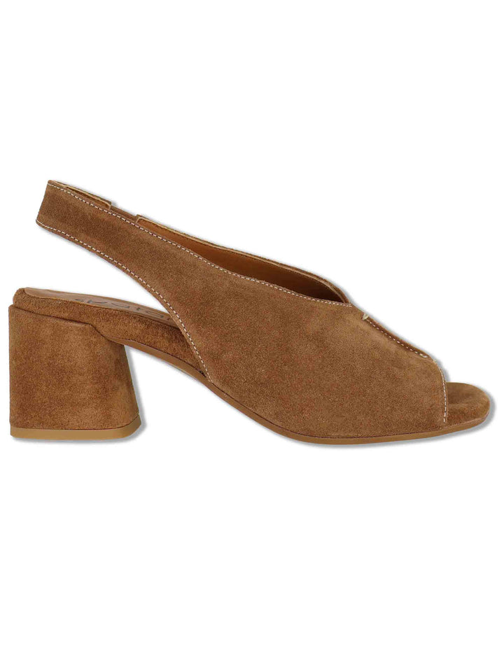 Sandali donna in camoscio cuoio con tacco medio in camoscio SP8220 014 Spatarella 