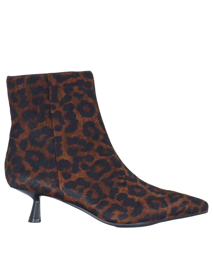 Stivaletti donna in pelle animalier marrone con tacco basso e punta a punta 501T91VK 39 Bibi Lou 