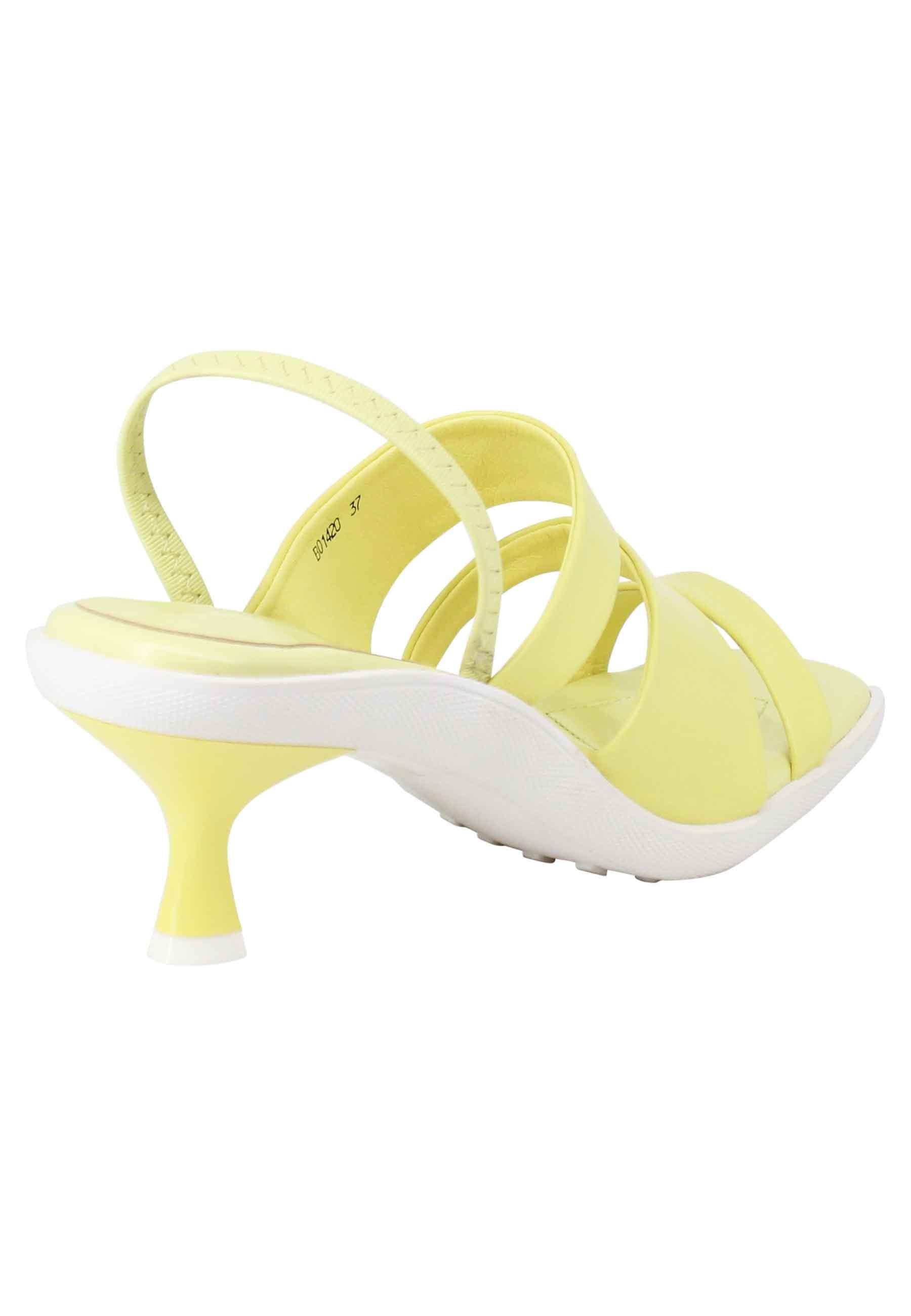 Sandali slingbak donna in pelle gialla con suola in gomma e tacco colorato BO1420 007 Manufacture D'Essai 