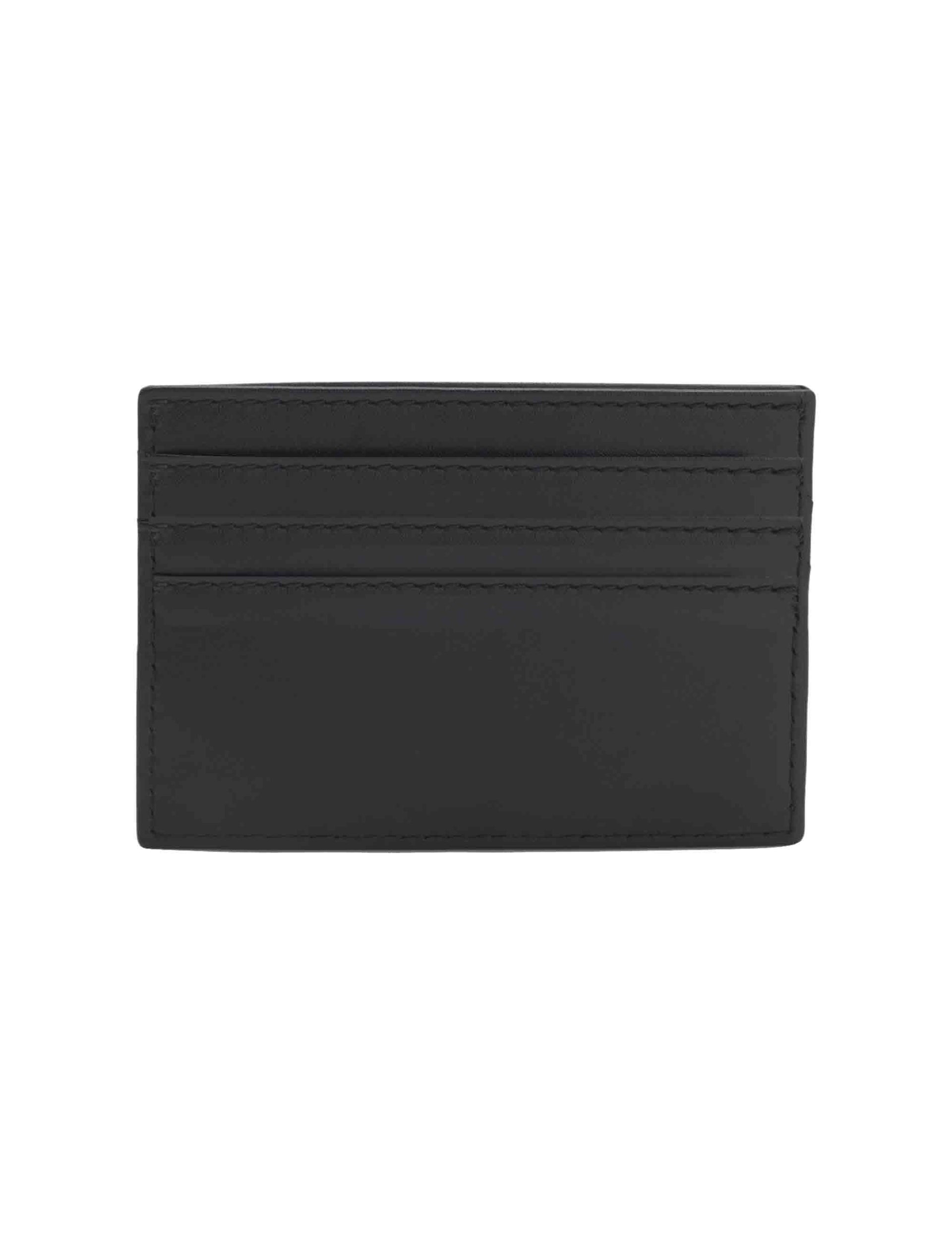 Portatessere uomo in pelle nera con marchio in argento HBPU00016M 001 Hugo Boss 