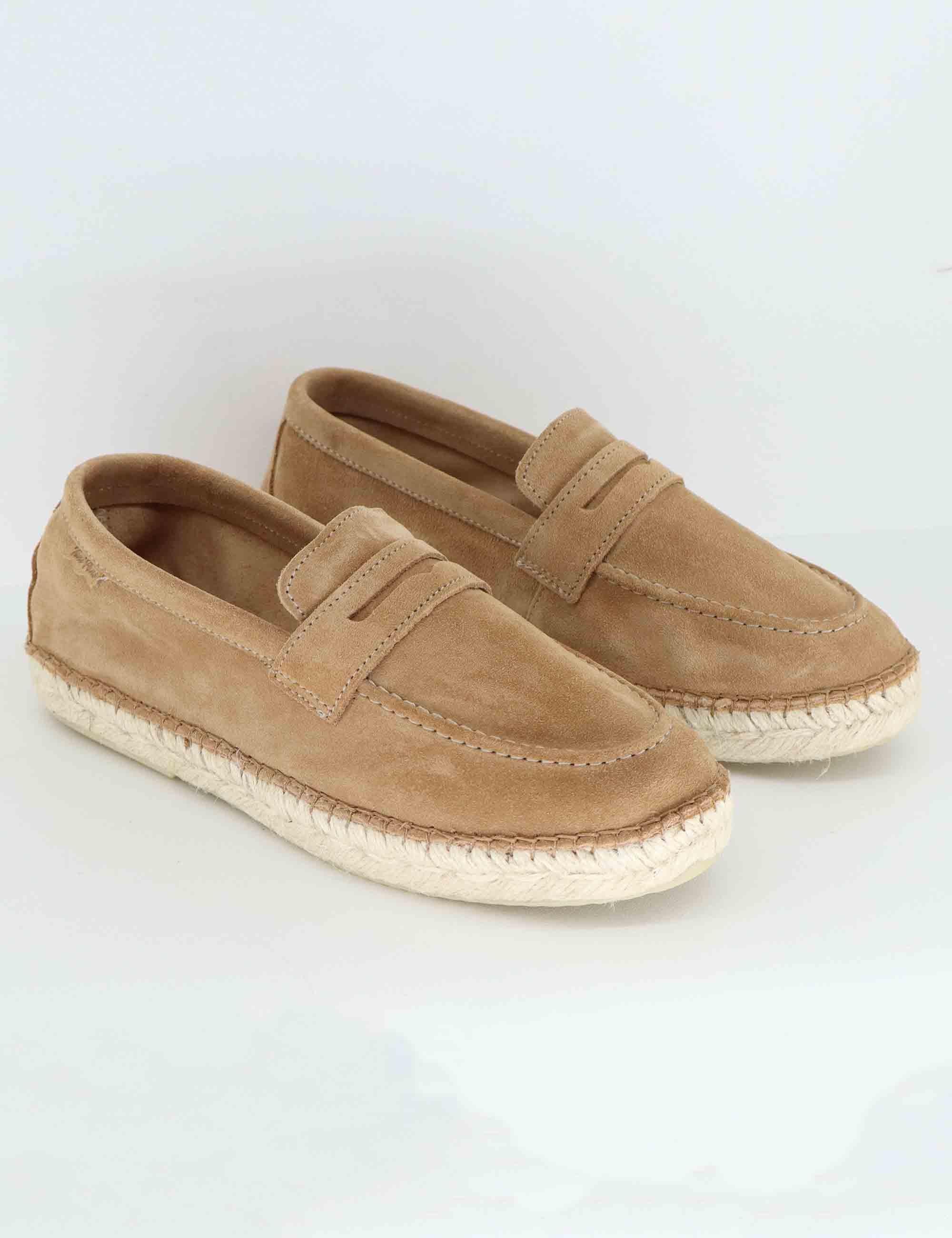 Mocassini espadrillas uomo in camoscio cuoio Benet Camel Toni Pons 